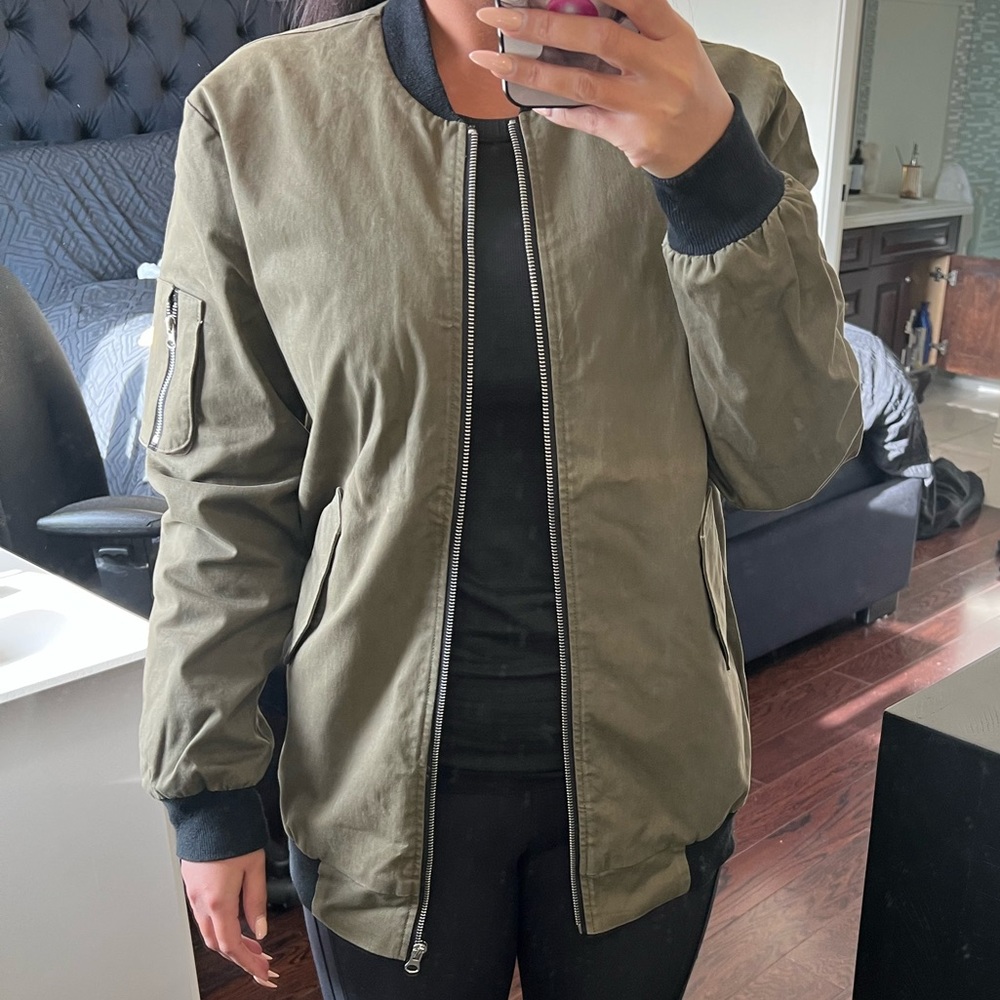 Green bomber jacket, size small